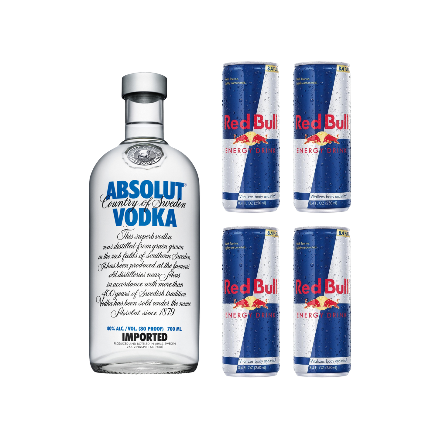 Pack Absolut + 4 Red Bull