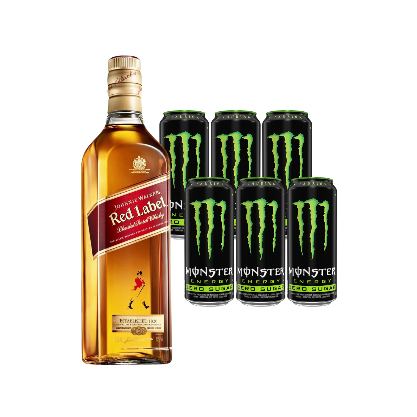Whisky Red Label + x6 Monster Energy